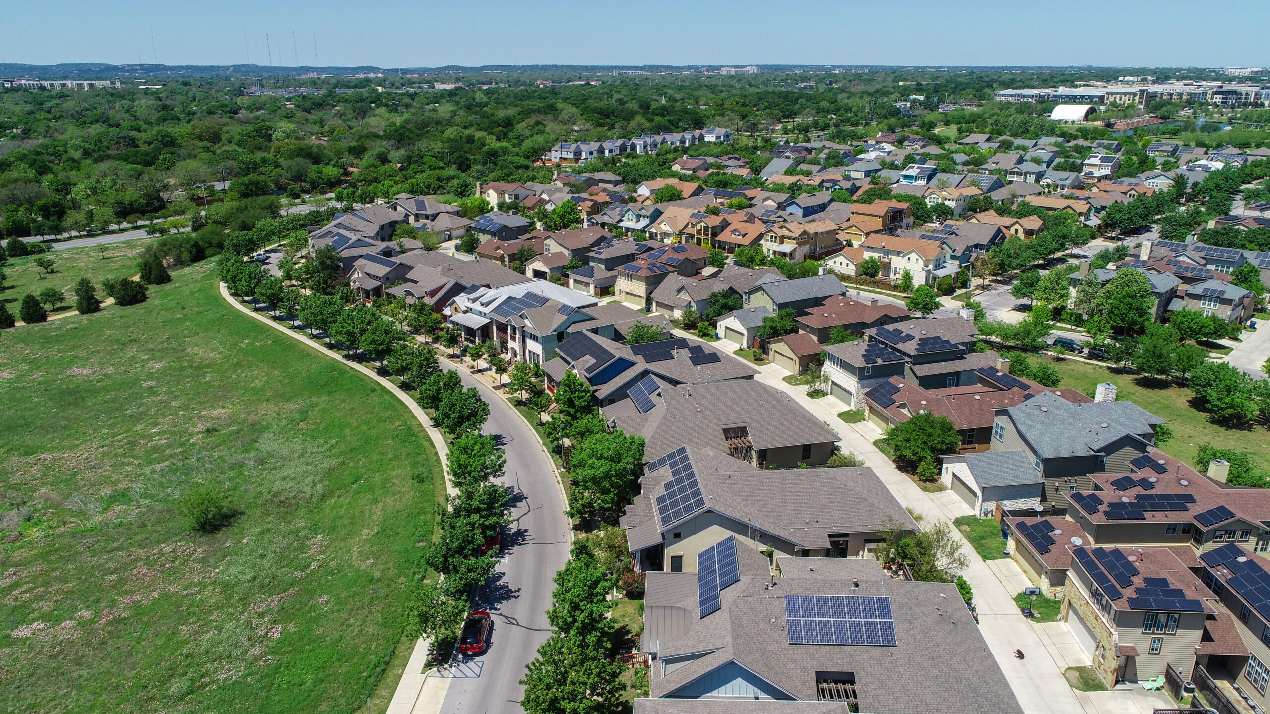 Neighborhood with solar panels