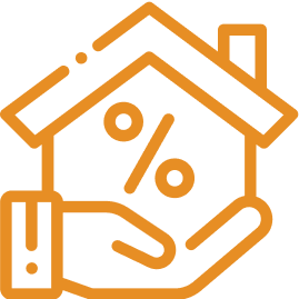 hand holding a house with percentage mark